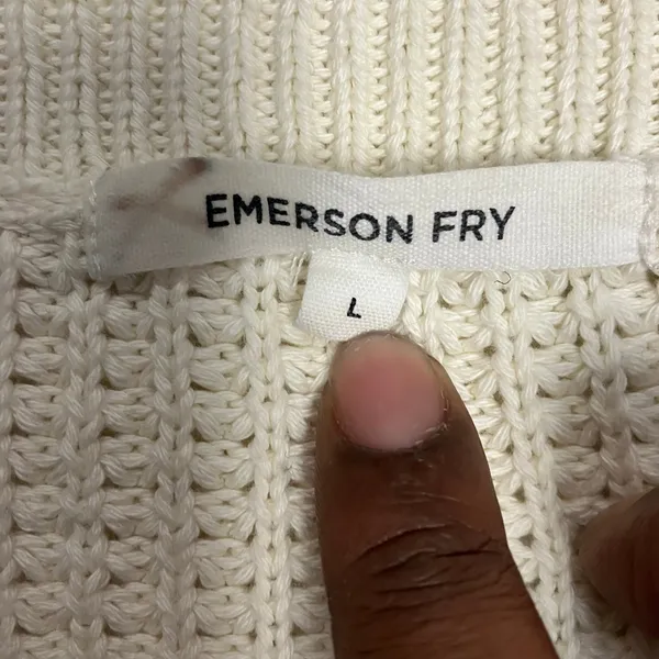 Emerson Fry Women's Organic Cotton Cream Knit Sweater Size Large - Image 4