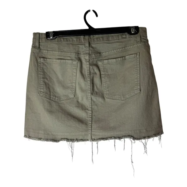 7 For All Mankind Skirt Women‎ 32 Olive Green Moss Utility Pocket Raw Hem Mini - Image 3