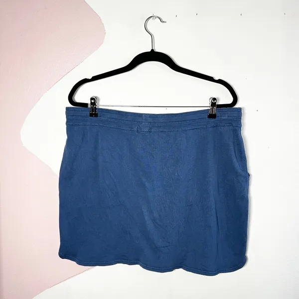 Polo Ralph Lauren‎ Pony Terry Knit Mini Skirt Pocket Cotton Blue Women Large - Image 2