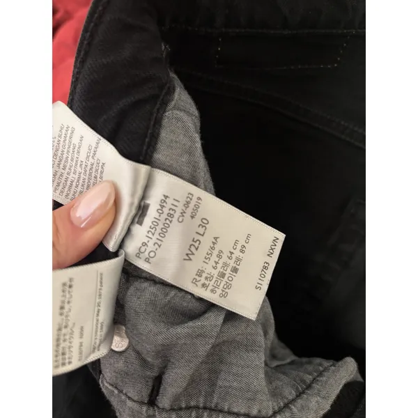 Levi's Black Denim Jeans W25 L30 Button Fly Raw Hem - Image 9