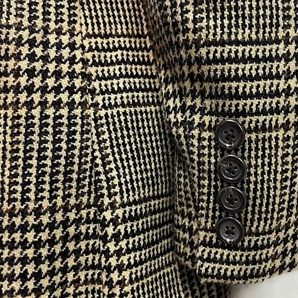 RALPH LAUREN Black Brown Houndstooth Plaid Single Breasted 4 Button Front Blazer - Image 7
