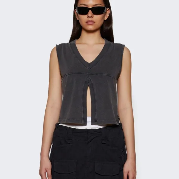 Alexander Wang V-Neck Tank Top in Faded Black Size XS - Image 10