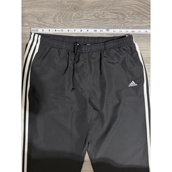 Y2K Adidas Women Black Three Stripe Track Pants L Mesh Lined Zipper Cuffs AZF001 - Image 4