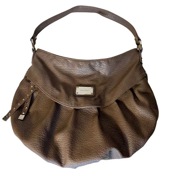 Nine West Large Gray Faux Pebble Leather Shoulder Bag - Image 10