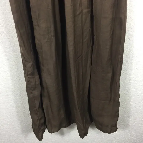 Zara Empire Waist Brown Satin Open Back Slit Maxi Dress Size XS - Image 10
