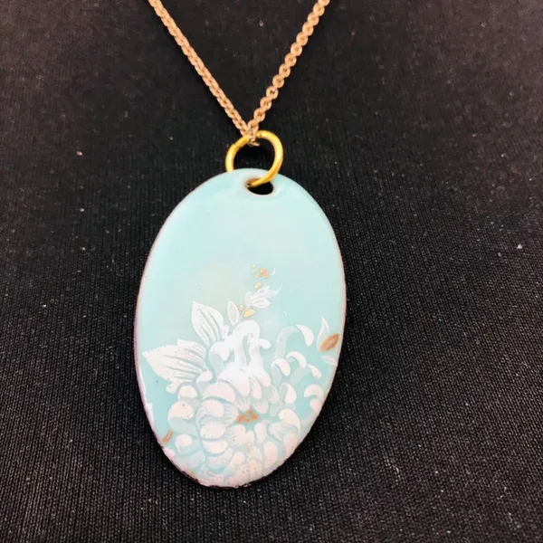 Vintage Turquoise Stone Pendant Necklace and Earrings Set - Image 3