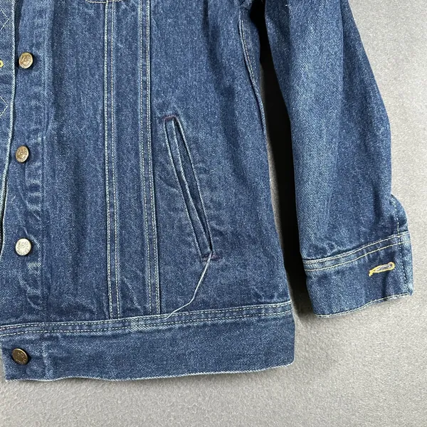 Vintage Lee Trucker Jacket Womens 11/12 Blue Denim Trucker USA‎ Union Made - Image 9