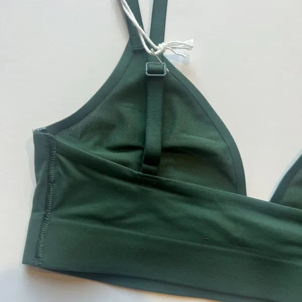 NWT Aerie Smoothez Mesh Triangle Bralette Bra Green Size XS NEW - Image 6