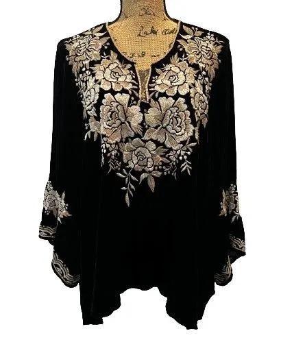 Johnny Was Olenna Velvet Flutter Top 3/4 Sleeve - Image 6