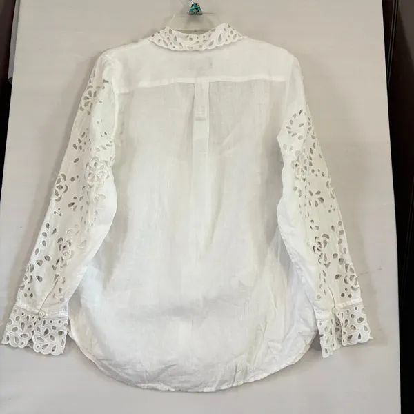 J.Crew Collection White Linen‎ Eyelet Embroidered Button Down Shirt Camisole 6 - Image 2