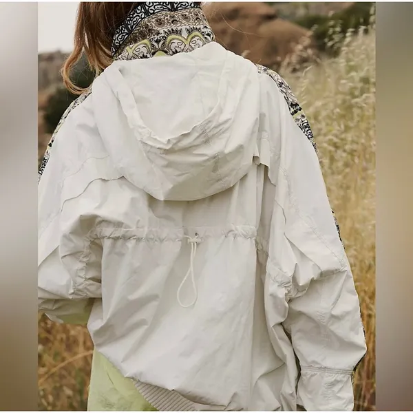 Free People She Fly Jacket Coat White Hood Layered Embroidered Aztec XS Oversize - Image 3