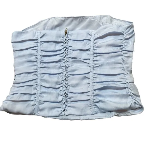 Sky To Moon Size L Ruffled Corset Top Pastel Blue Strapless Preppy‎ European - Image 3