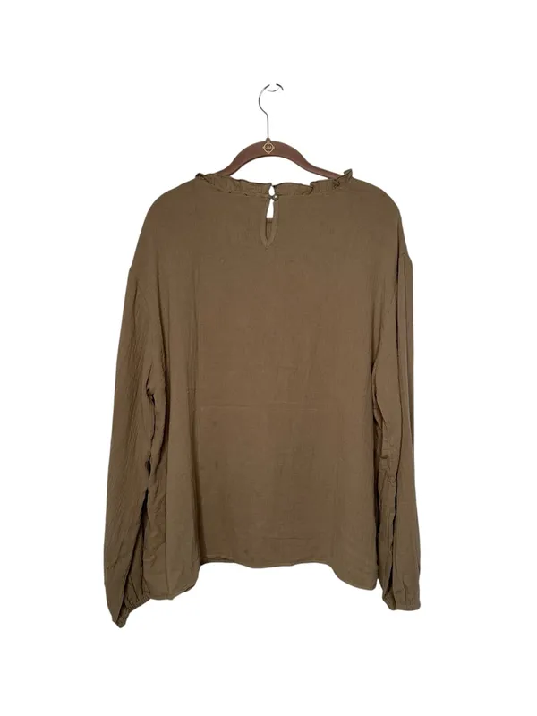 Pretty Garden Olive Green Ling Sleeve Ruffle Top Size XL NWT - Image 2