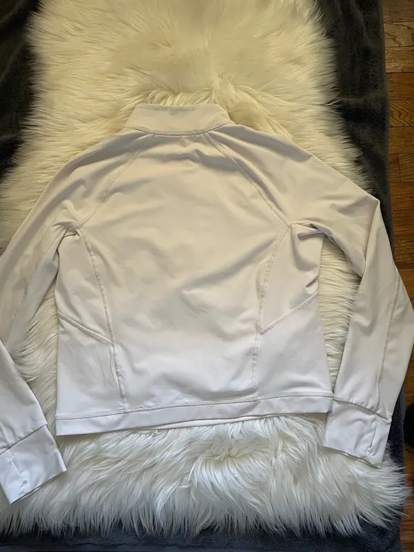 Apana Women’s Athletic Jacket Thumbhole Long Sleeve 1/4 Zip White - Image 5