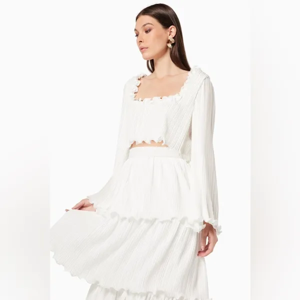 Elliatt Romanesque Tiered Midi Skirt in Ivory Size Small NWT - Image 6