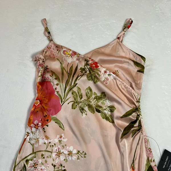 NEW Lulus Remarkable Entrance Pink Floral Print Satin Midi Dress Size S Party - Image 6