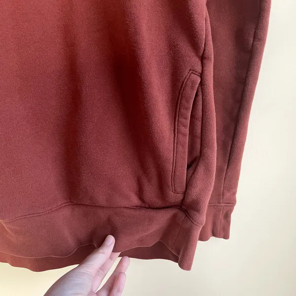 Banana Republic rust coral hoodie women's size large front pockets cotton‎ flaw - Image 3