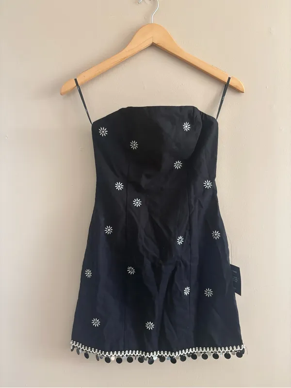 Lulus Carlijn Black Embroidered Paillette Sequin Strapless Mini Dress Size XS - Image 5