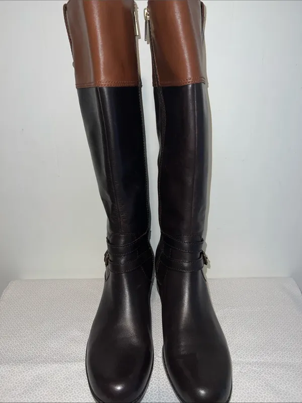 Bandalino Carlotta Knee High Two-Toned Brown Zip Up Riding Boots Size 9 - Image 2