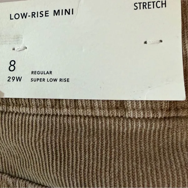 American Eagle Y2K Super Low Rise Corduroy Mini Skirt Womens 8 NWT Tan Stretch - Image 5