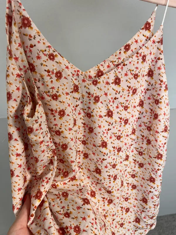 Floral Print Tank Top Orange Size M - Image 2