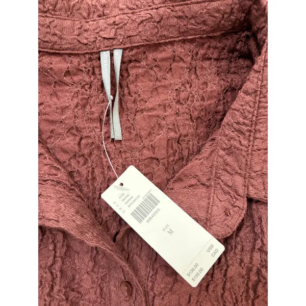 Anthropologie Textured Sleeveless Shirt Dress Brown Collared Button Womens M NWT - Image 3