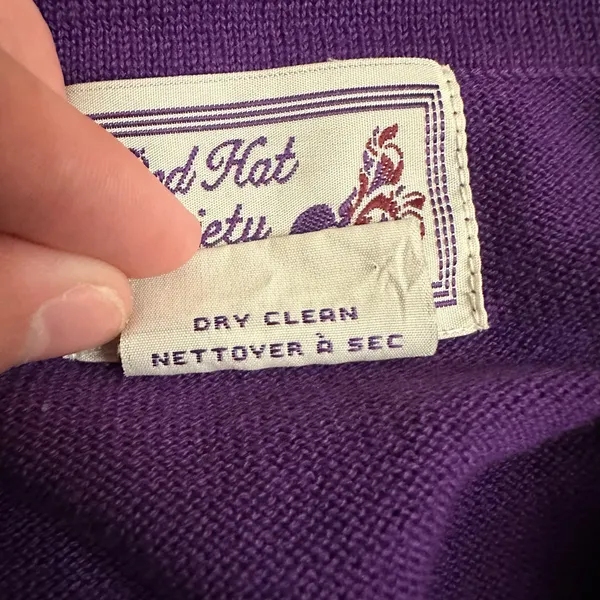 Red Hat Society Purple Feather Trim Cardigan Jacket XL Y2K Vintage‎ Themed Party - Image 6
