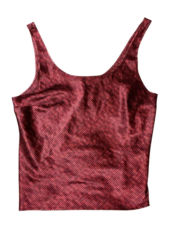 Victoria's Secret Red Striped Satin Tank Top Cami Scoop Neck Pullover M - Image 2