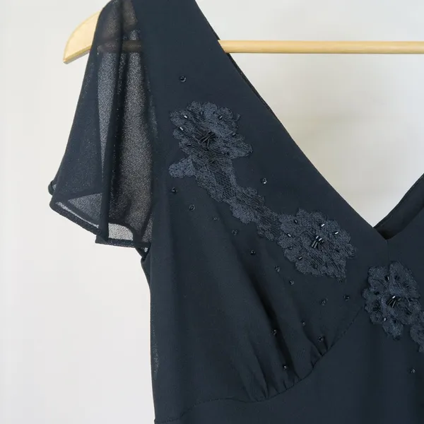 Vintage Y2K J.B.S. Black Lace Midi Dress - Image 6