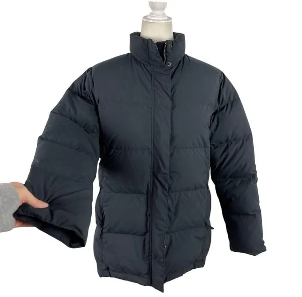 LL Bean Black and Pink Puffer Feather Down Puffer Full Zip Ski Winter Jacket M - Image 4