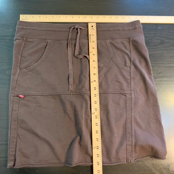 XCVI Brown Cotton Jersey Knit Size L Drawstring Mini Skirt 9580 USA Made Boho - Image 5