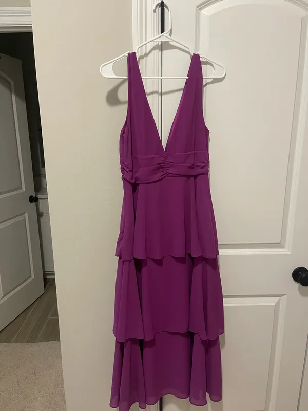 Lulus Celebration Time Purple Sleeveless Tiered Midi Dress - Image 4
