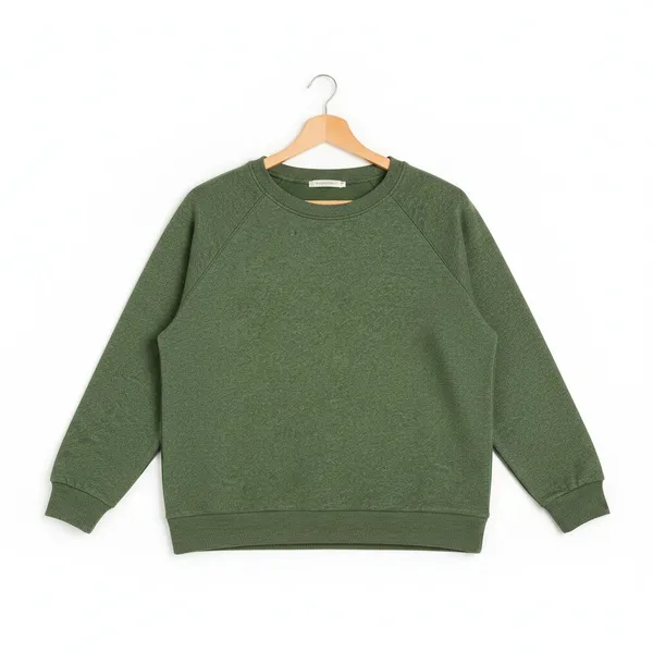 Time And Tru Womens Sweatshirt Sz XXL Olive Green Washed Crewneck Cozy Pullover - Image 2
