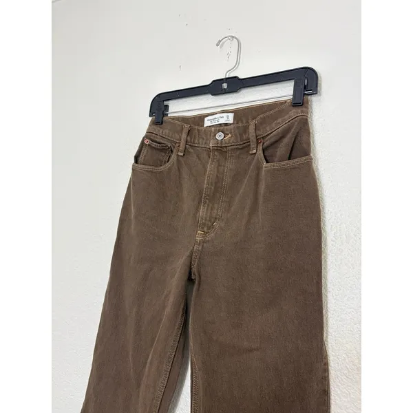 Abercrombie & Fitch Ultra High Rise 90s Straight Leg Jean Size 25 Washed Brown - Image 8