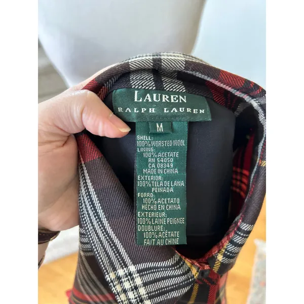 Vintage Ralph Lauren Brown Yellow Red Plaid Worsted Wool Button Down - Image 5