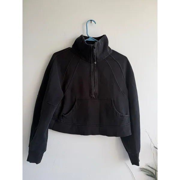 Lululemon Scuba Oversized Half Zip Hoodie Black XS/S Cropped Funnel NeckPullover - Image 2