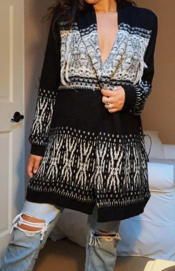 Style & Co Long Black Fringe Cardigan - Image 2