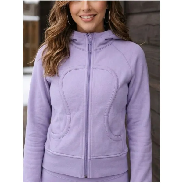 Lululemon Scuba Full Zip Hoodie Women 10 Purple Lavender Athleisure Thumbholes - Image 2