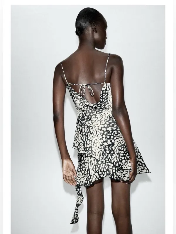 ZARA  ASYMMETRIC PRINTED MINI DRESS - Image 4