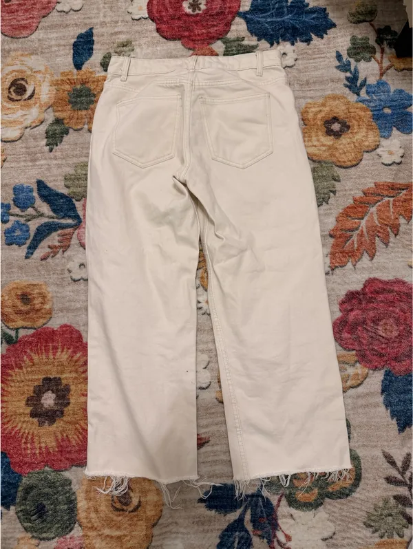 Zara Wide Leg Cream Jeans - Image 2
