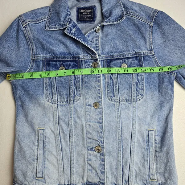 Abercrombie & Fitch Ombre Denim Trucker Jacket Blue‎ Gradient Womens Small - Image 7