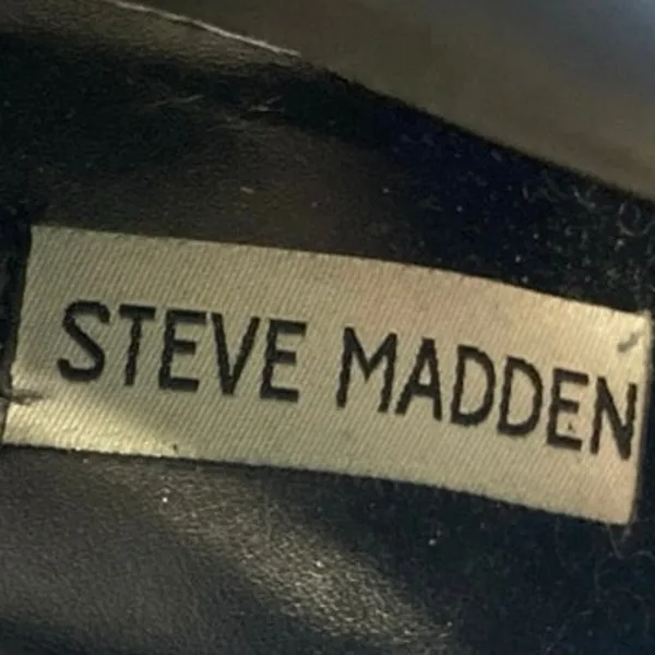 Steve Madden Freya Women's Black Leather Square Toe Zipper Heeled Boots Size 8M - Image 5
