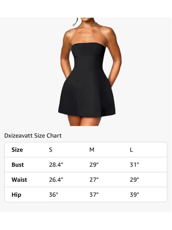 New Strapless Tube A-line Mini Lined Dress Cocktail Classic M - Image 4