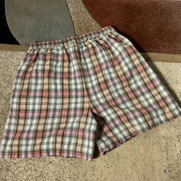 Fashion Bug Granola Plaid‎ Casual Shorts Womens M Multi-Color Elastic Cotton - Image 5