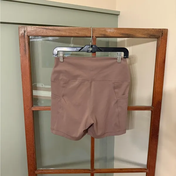 Yogalicious Tan Stretchy Wide Band High Waisted Bike Shorts Size XL Activewear - Image 2