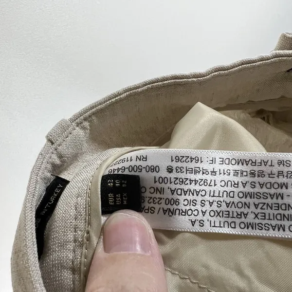 Massimo Dutti Linen Blend Tan Cargo Leg Sz 10 Pants‎ High Waist Resort Vacation - Image 8