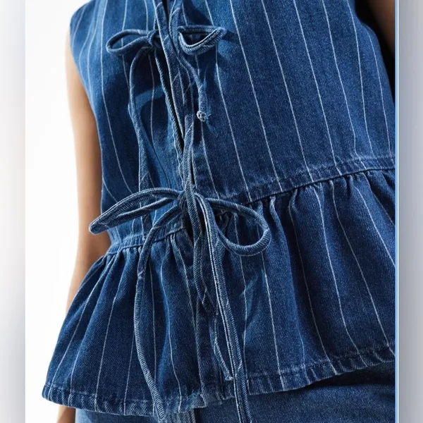 ASOS Top en jean noué devant Blue Size 12/14 NWOT - Image 4