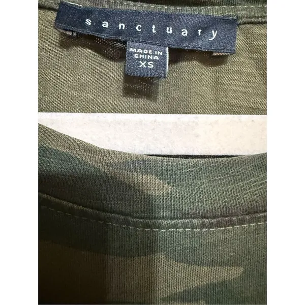 Sanctuary Ojai Camo T-Shirt Dress‎ in Mother Nature Camo Ruched Sleeves Sz XS - Image 5