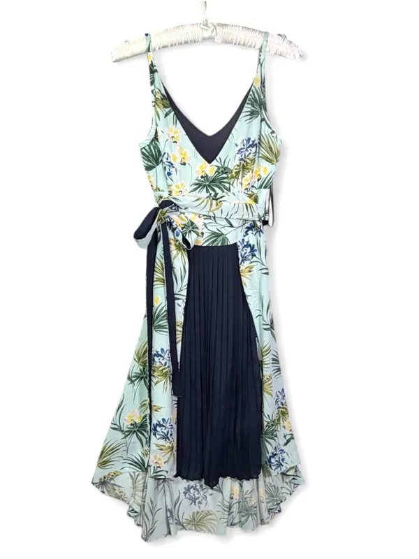 CUE & KBC collaboration Women’s V-Neck Tropical Georgette Hi-Lo Dress Size 10 - Image 2
