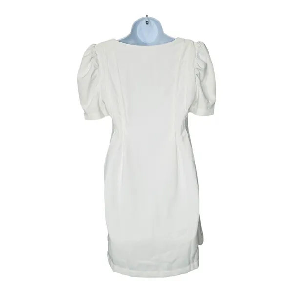 Line & Dot Mini Dress Womens Small White‎ Puff Sleeve Babydoll Tie Front Revolve - Image 4